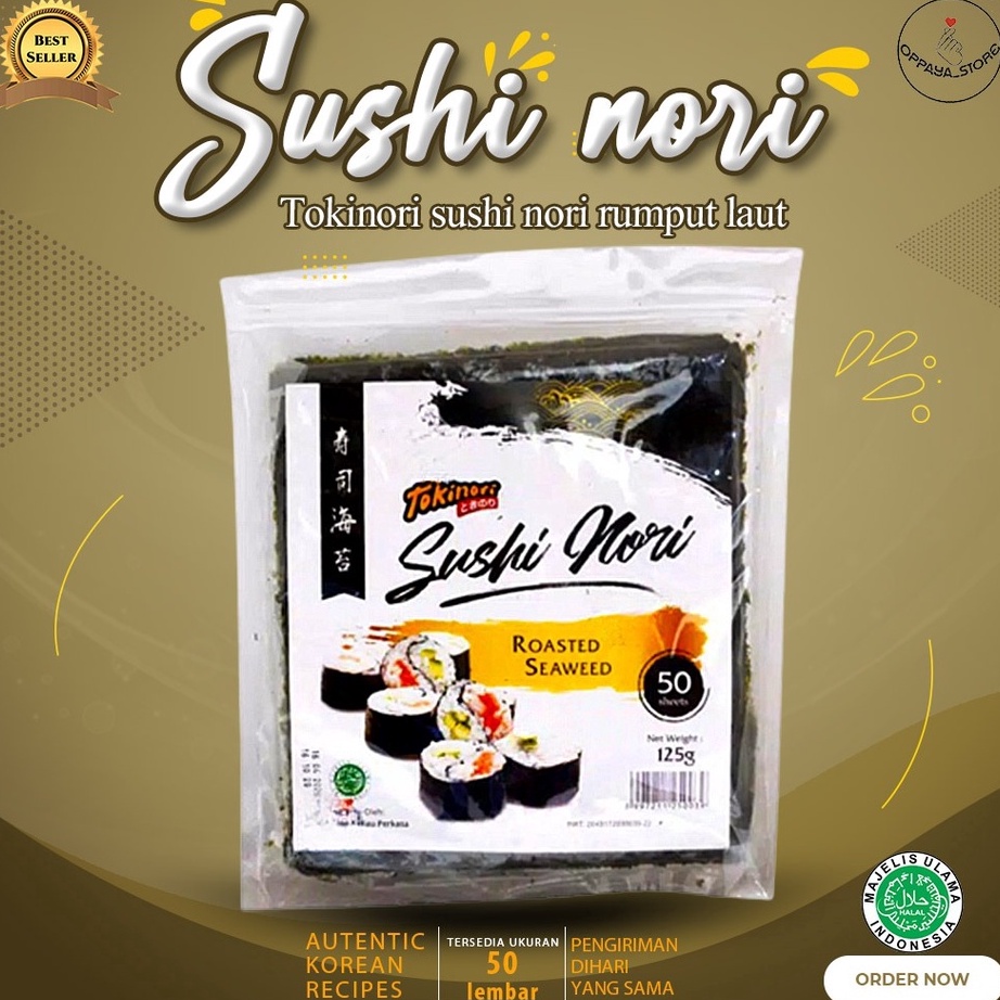 

Terbaru Tokinori 50 Set Halal Sushi/Kimbab 50 Lembar Rumput Laut Sushi Kimbab Ready Stock