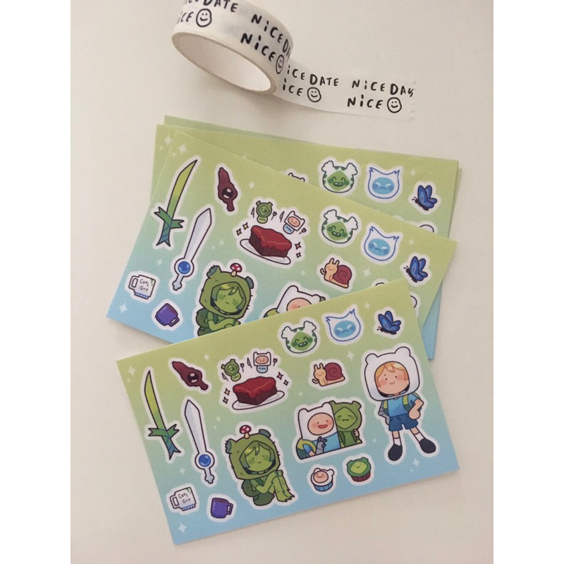 

MOKKACLUB | Premium Sticker Sheet | Fan Merch: Adventure Time | finn mertens, fern, scrapbook bujo, stiker lokal, vinyl kiss cut
