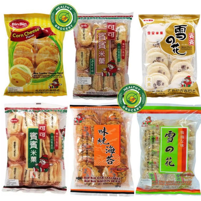 

➙ BIN BIN Rice Crackers ORIGINAL / SEAWEED / SNOW / SPICY / CORN CHEESE / Binbin 4660