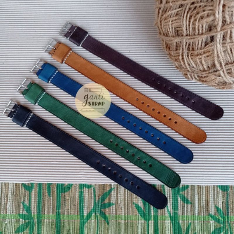 [ Handmade ] Tali Jam Tangan Kulit Nato Leather Strap Handmade 18mm 20mm 22mm 24mm (Bisa Custom)