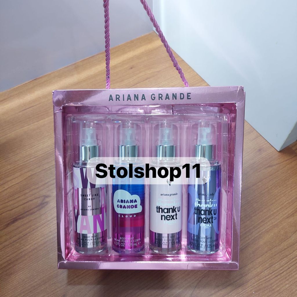 ARIANA GRANDE GIFT SET 4 IN 1 ORIGINAL EROPA BODY MIST ARIANA GRANDE SWEET LIKE CANDY BY ARIANA GRANDE CLOUD / THANK U NEXT / THANK U NEXT 2.0