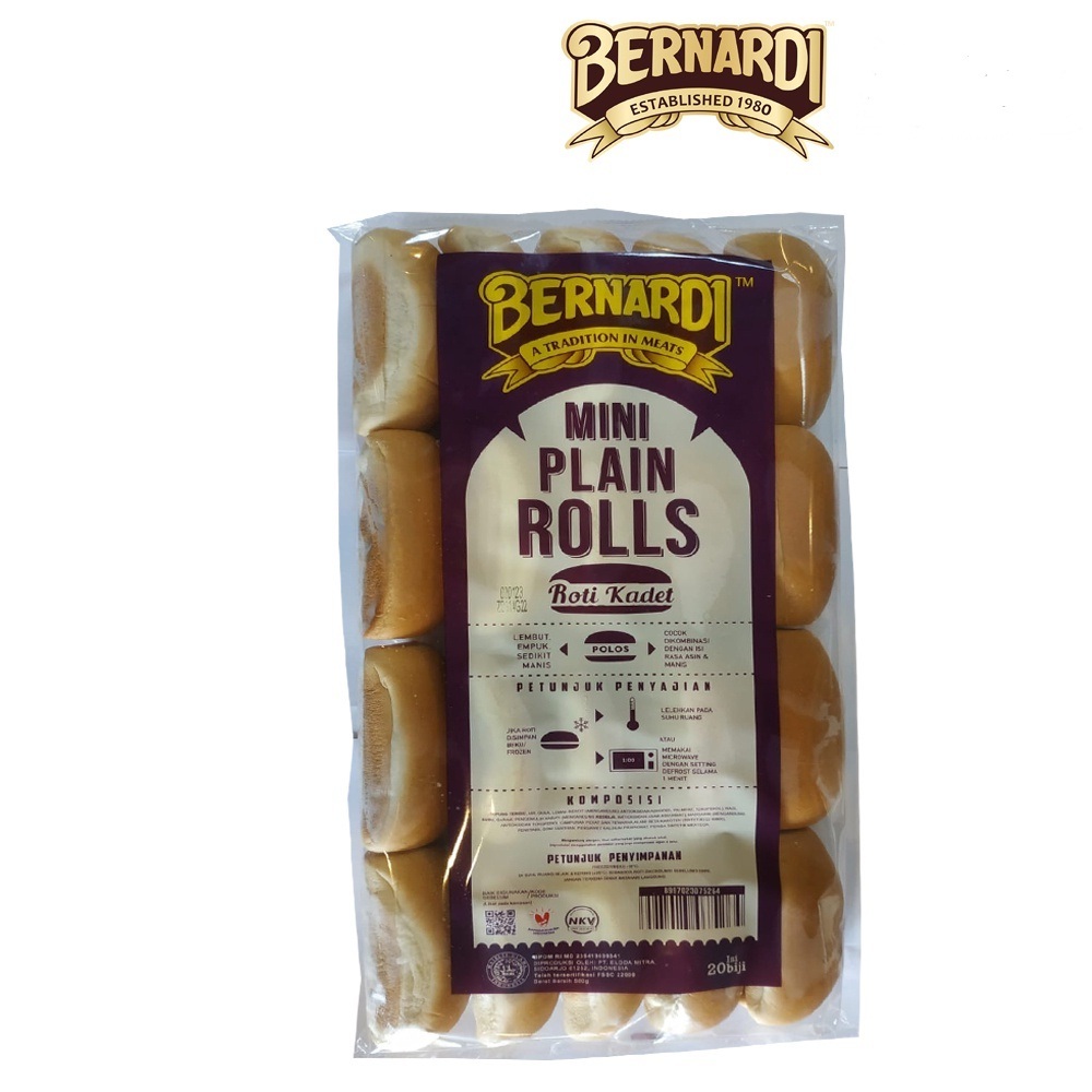 

BERNARDI ROTI HOTDOG MINI PLAIN ROLLS 500GR ISI 20PCS HOT DOG BUNS