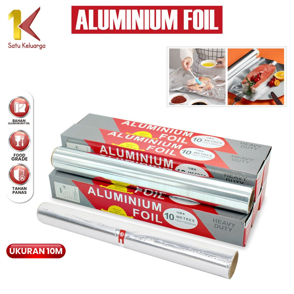 Satu Keluarga Kertas Panggang Aluminium Foil Roll 30CM x 10M Food Grade C977 Kertas BBQ Bakaran Gril