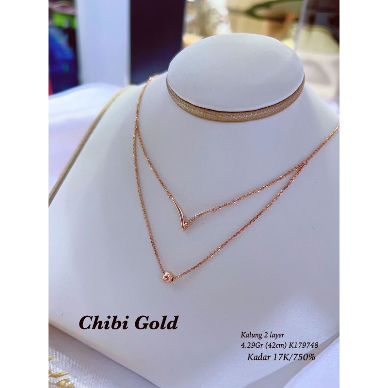 kalung koye 2 layer kalung emas 750 kadar 17-chibigold