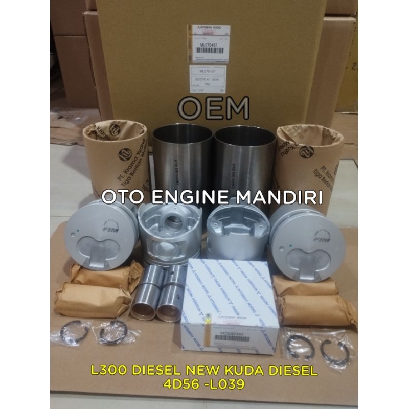 LINER KIT LINER SET BORING KOMPLITE KUDA DIESEL L300 DIESEL NEW L039 2.5 4D56 2.500cc ORI