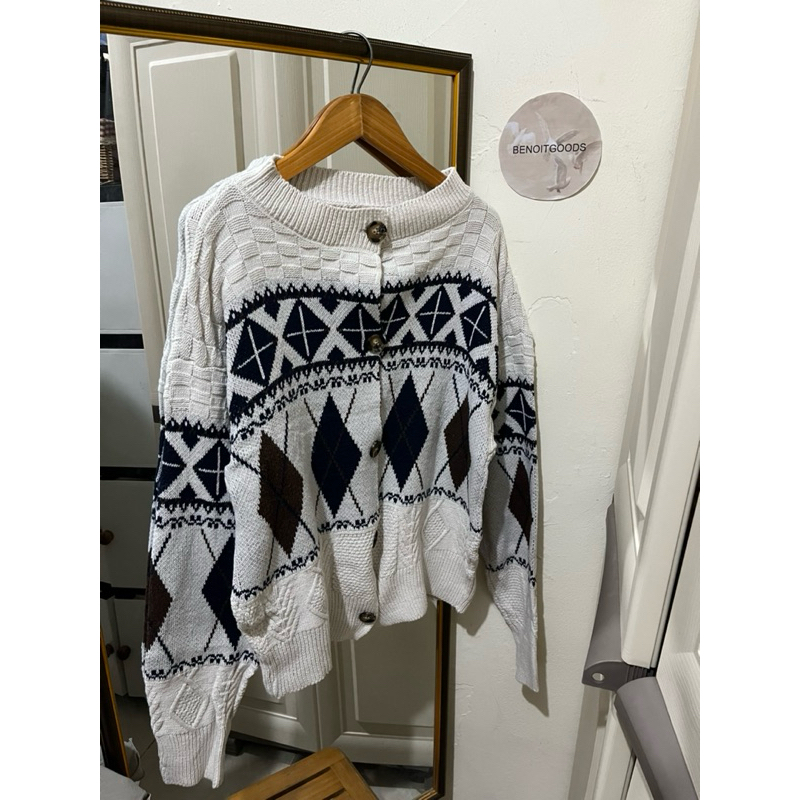 Cardigan Argyle Ketupat Aesthetic