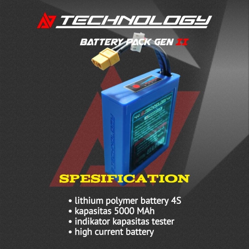 baterai battery pack lithium 5000mah ab tech
