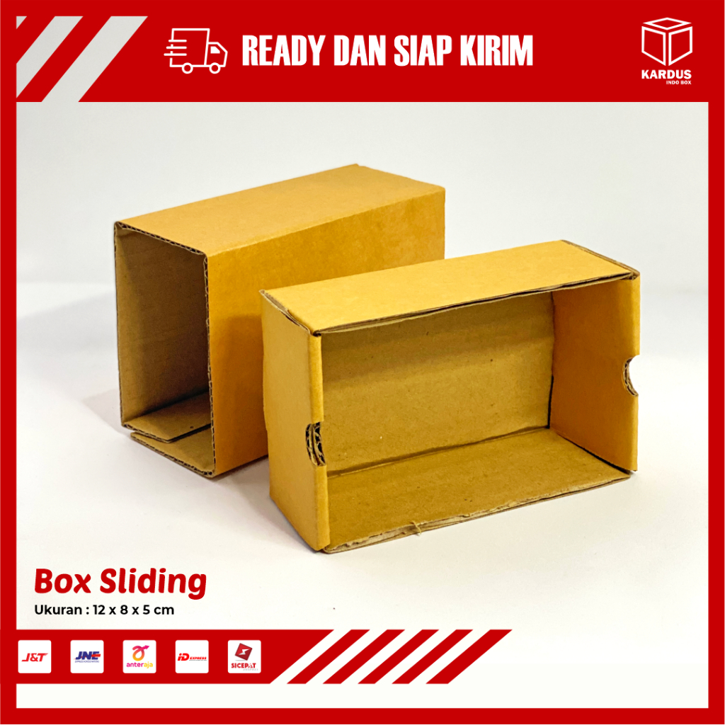 

KARDUS BOX SLIDING SIZE 12 x 8 x 5 CM - KARTON/POLOS/KARDUS/BOX/HAMPERS/BAJU/KEMASAN/PACKAGING/PACKING/HIJAB/CUSTOMBOX/BOXJAM/BOXKADO/SABLON/PRINTING