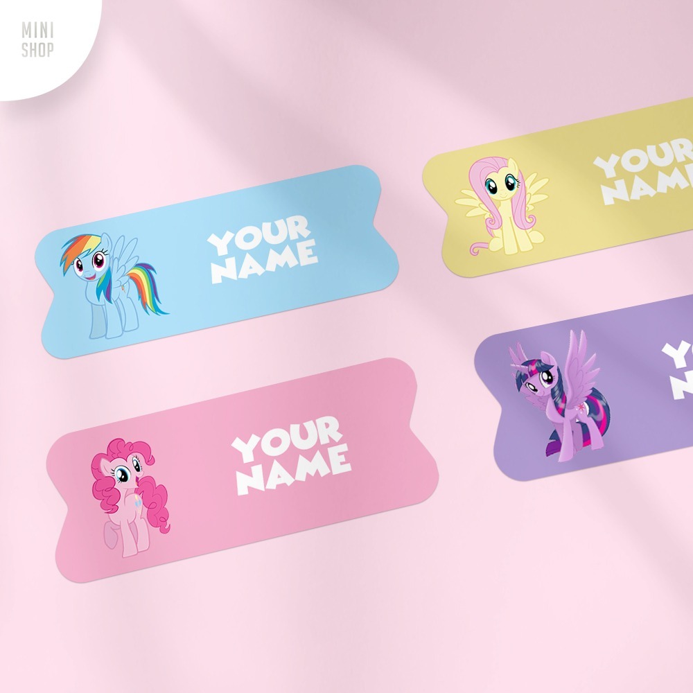 

Stiker Nama Custom Waterproof My Little Pony ( Fluttershy Pinkie Pie Rainbow Dash Twilight Rarity Spike )