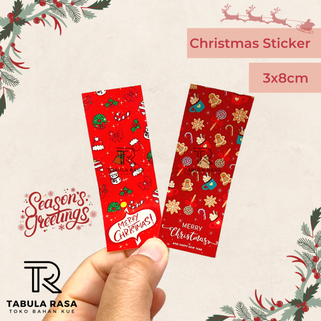 

Christmas Sticker stiker label natal xmas segel botol kue kering cake cookie hampers