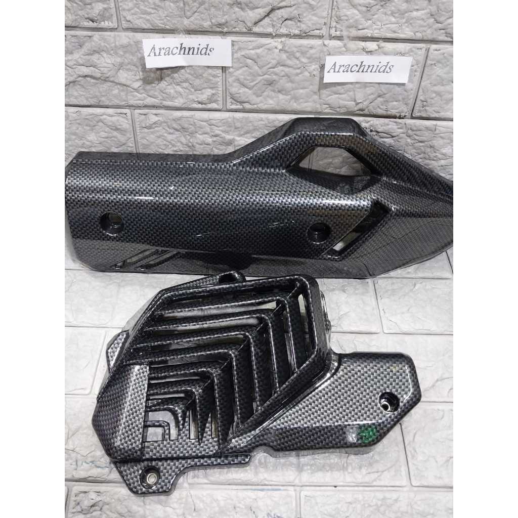 Tutup Cover Knalpot Radiator PCX 160 PCX New  Model Variasi Carbon Hitam Thailand