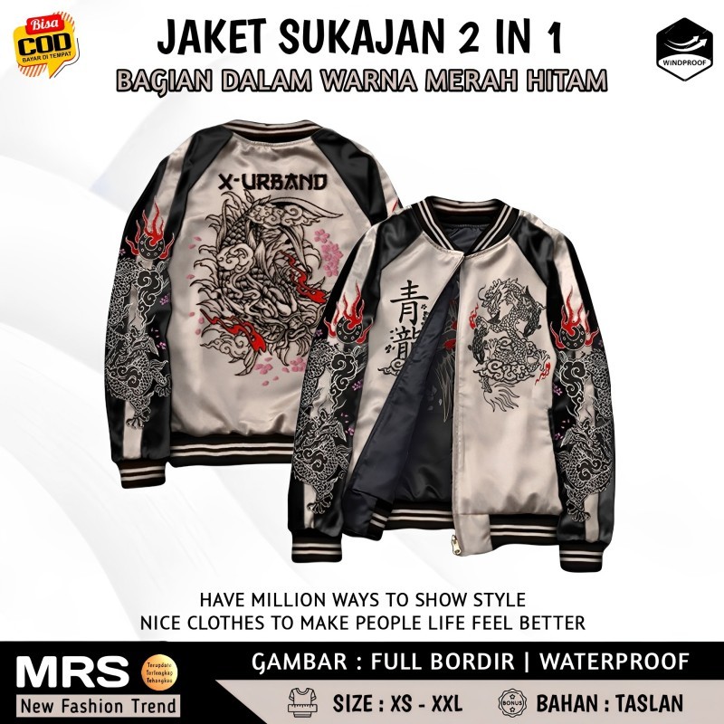 Jaket Sukajan Jepang Unisex Bolak Balik Bordir Anti Air dan Angin Best Seller Original X Urband D030