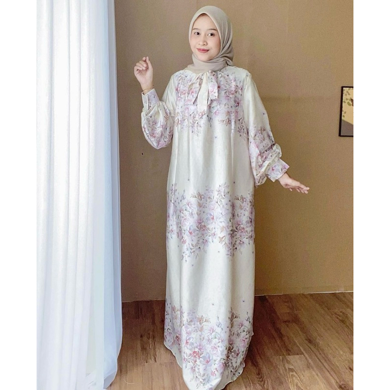 Gamis Sutra Premium | Sutra | Motif Bunga
