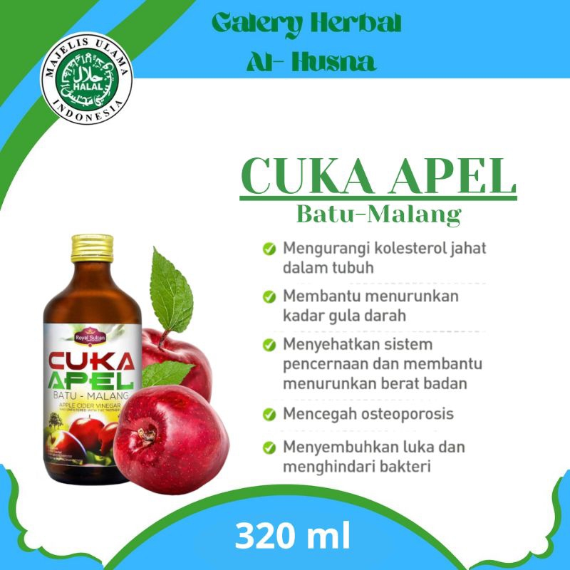 

Cuka Apel Natural Apple Cider Vinegar Royal Sultan batu malang 320 ml