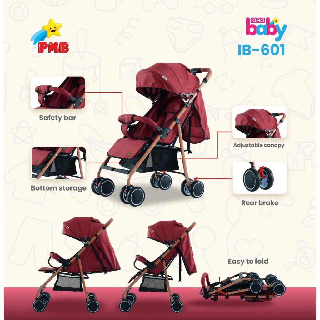 PMB Stroller IORA BABY IB 601 Kereta Bayi Baru Lahir sampai Balita