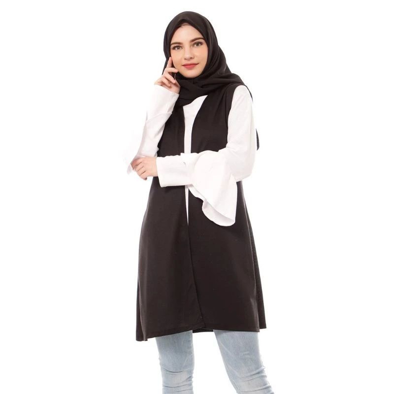 Outer Plain Polos Tanpa Lengan / Kardigan Wanita Bahan Crinkle / Outer Pendek