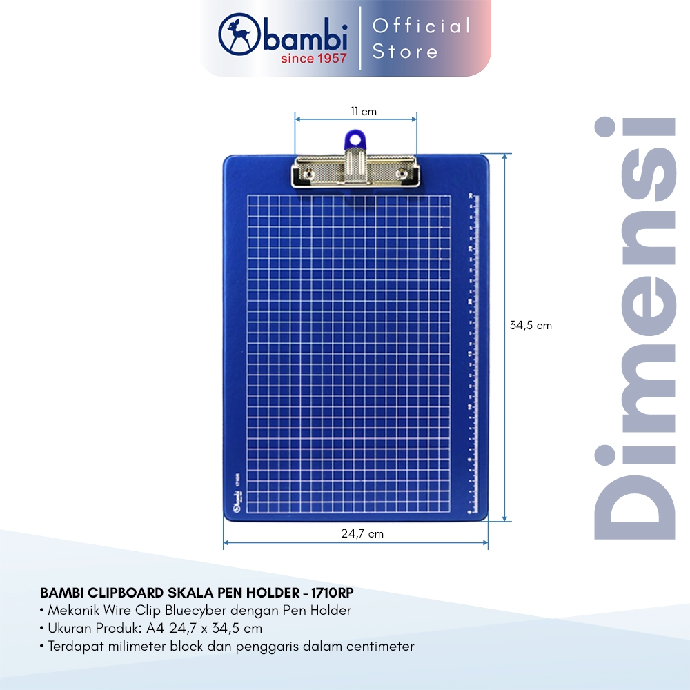 

Bambi Papan Ujian Folio Tipe Pen Holder Edisi Clipboard Pvc All Color Original