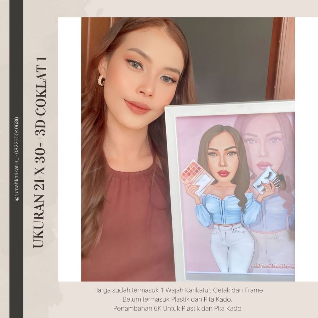 Cetak karikatur dan bingkai/ Frame Ukuran A4 tipe 3D/Sketsa wajah karikatur