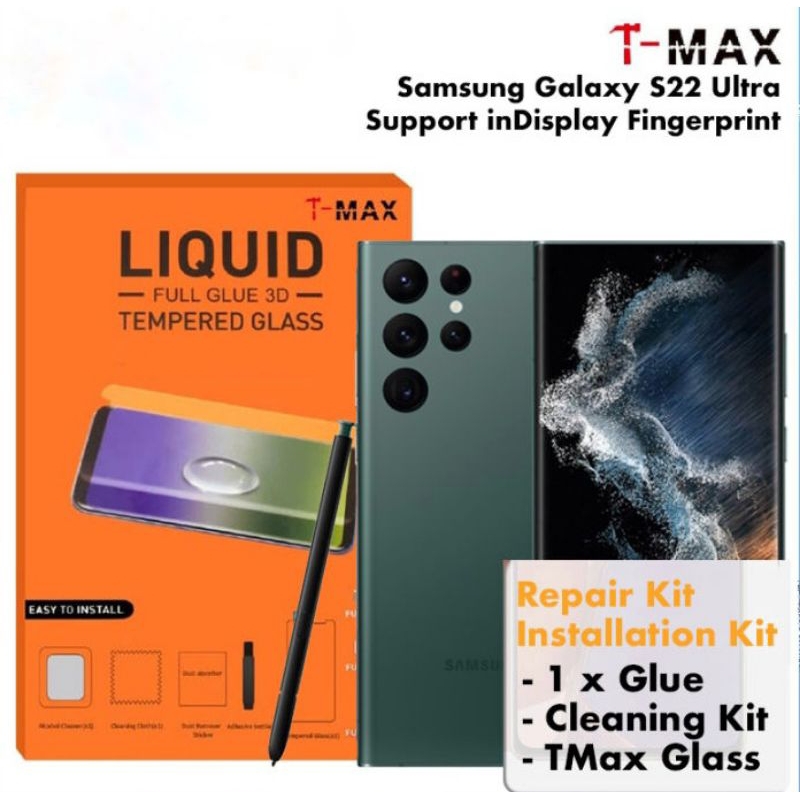 T-Max Repair Kit Samsung Galaxy S22 Ultra (1 Tempered Glass + 1 UV Glue)