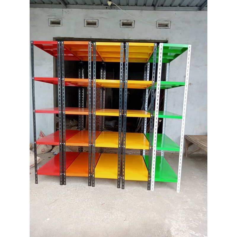 rak besi siku lubang 5 susun kuat