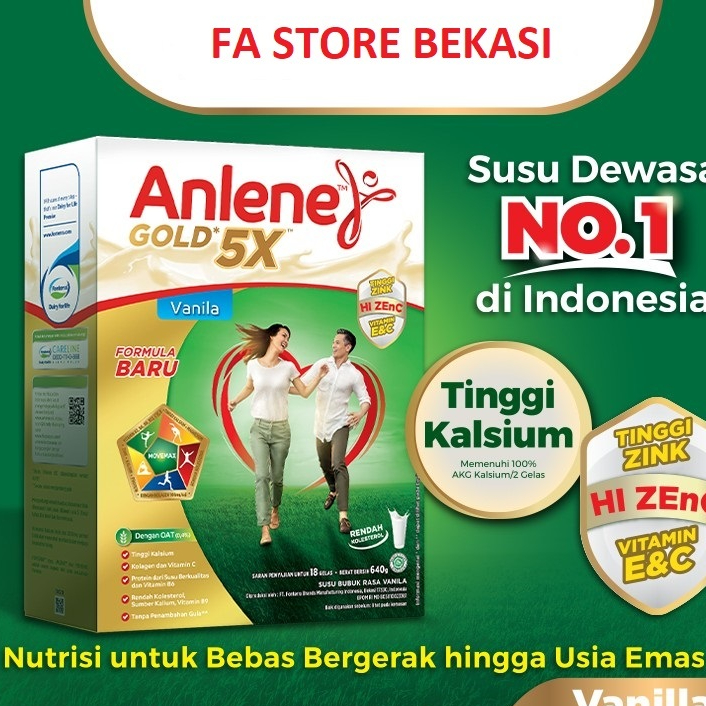 

Anlene Gold 5X Susu Bubuk Dewasa Vanila 600g - Nutrisi Tinggi Kalsium Untuk Tulang, Sendi, dan Otot