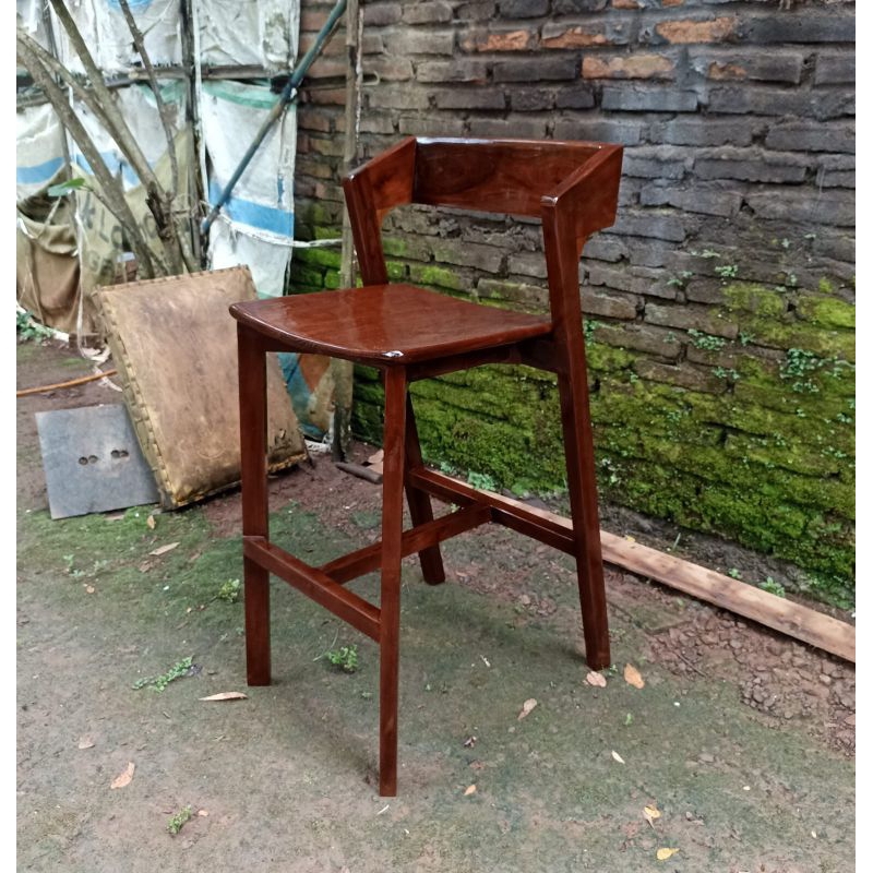 KURSI BAR MINIMALIS JATI_KURSI COFFE TINGGI KAYU JATI