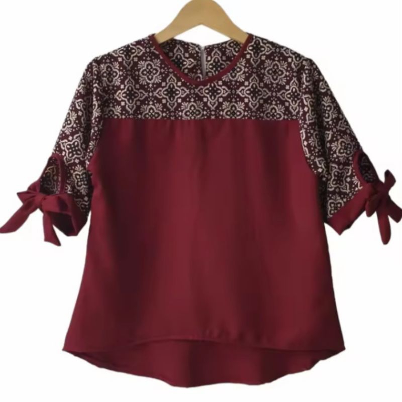 Blouse wanita motif mix batik big size atasan batik wanita modern