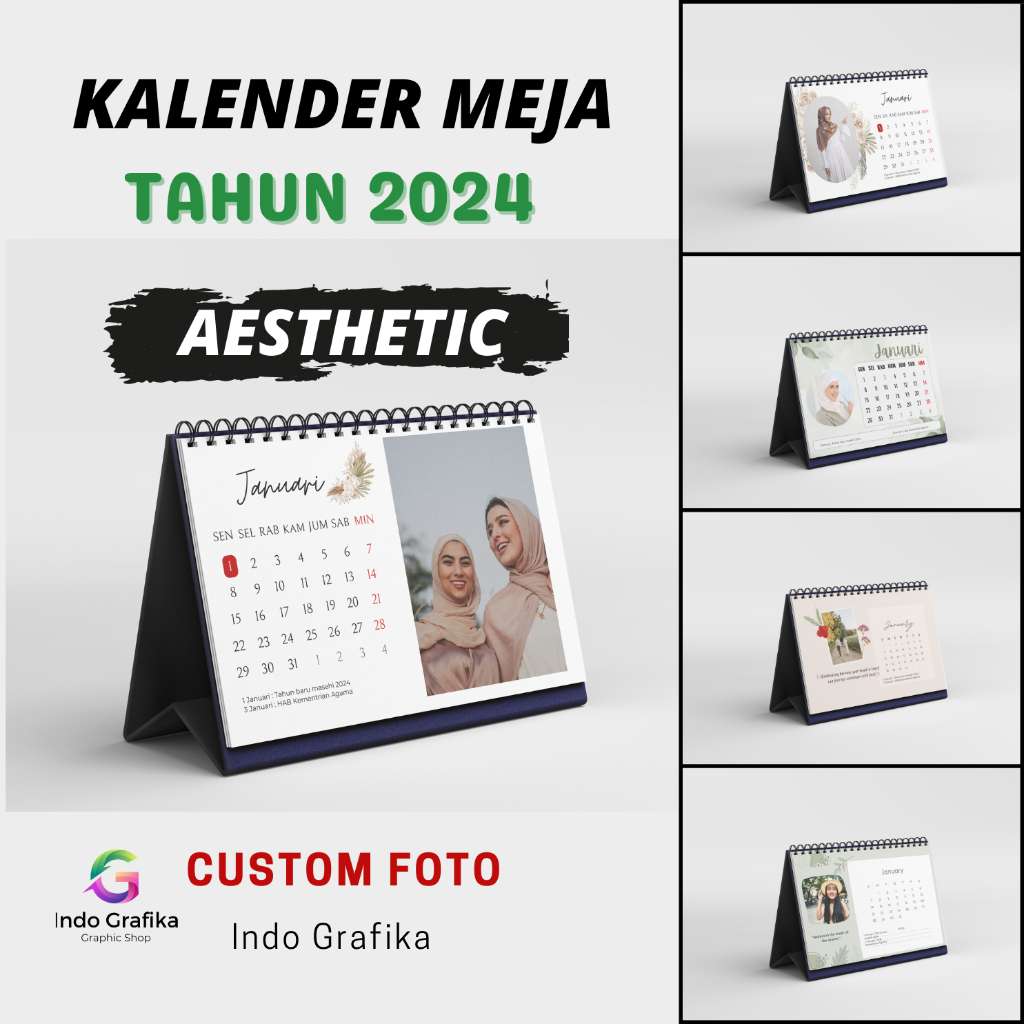 

kalender custom foto 2024 aesthetic / kalender duduk, kalender meja 2024