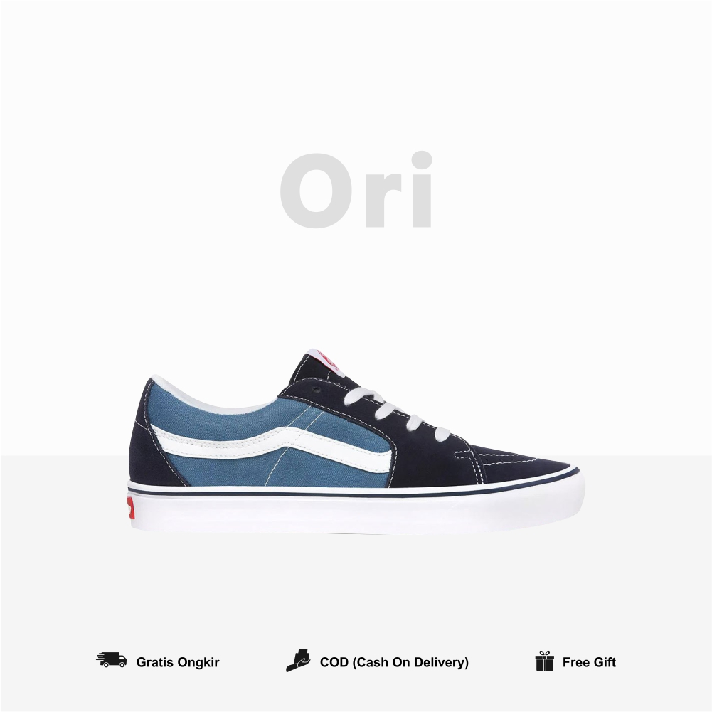 Vans Sk8 Low High Classic Navy Blue White Original 100 BNIBWT Global Market Vans SK 8 Clasic Pendek 