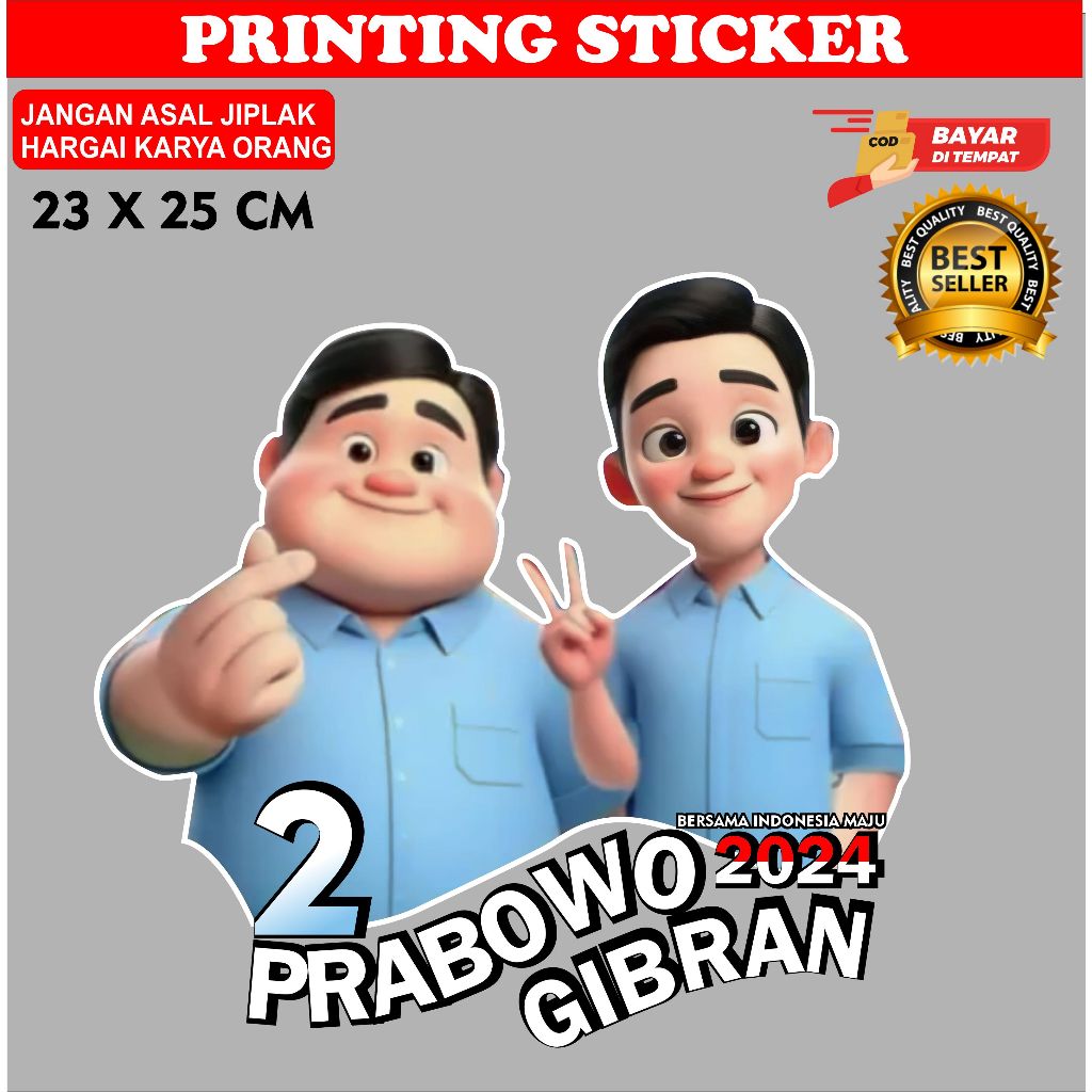 Stiker Prabowo Gibran - gemoy - presiden 2024