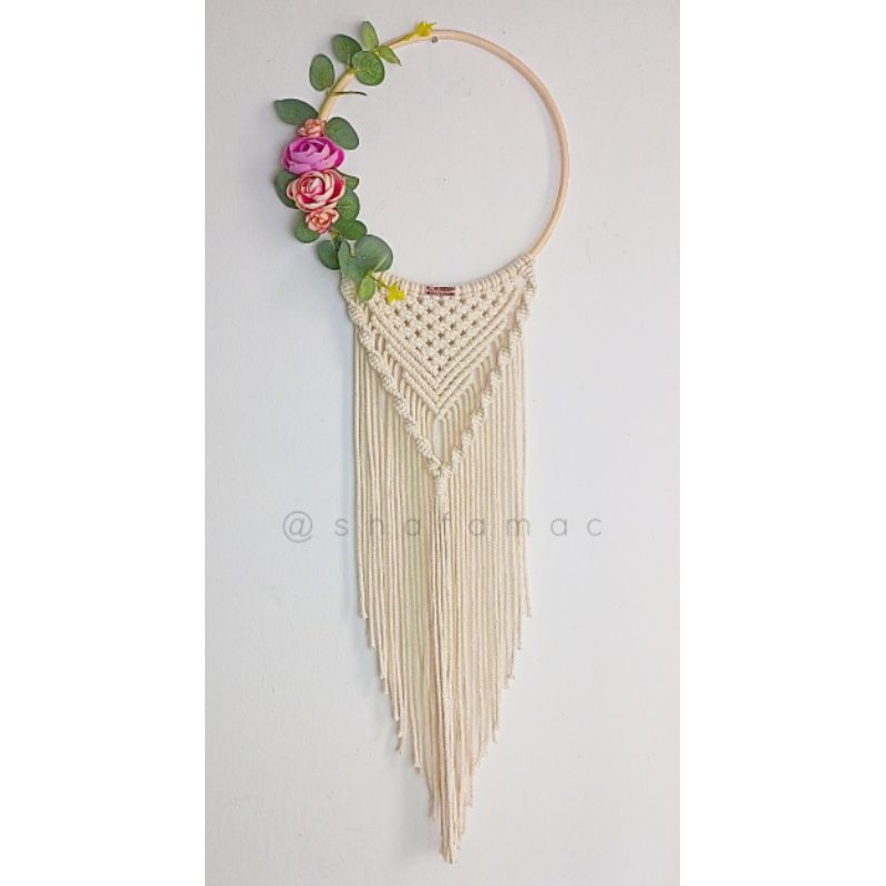 [ShafaMac] Hiasan dinding bunga bulat cantik macrame wall hanging