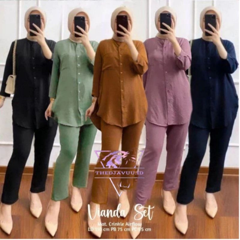 SETELAN WANITA RAYON CRINKLE AIRFLOW PREMIUM LENGAN PANJANG | BAJU ONESET WANITA