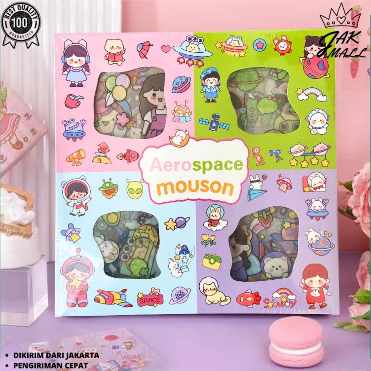 

Pasti Murah Stiker 2D 100 Lembar Sticker Mouson Kartun Korea Lucu Anti Air Karakter Astronot JM