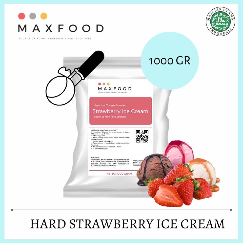 

MODEL HDT459 MAXFOOD - Hard Strawberry Ice Cream / Bubuk Es Krim Stroberi 1 Kg