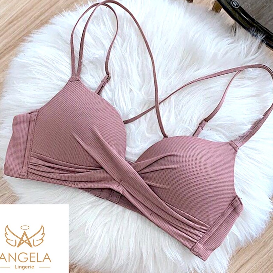 modelTipe EK202 [ COD ] ANGELA Premium JAPAN Quality Seamless Sport Push Up Bra Wanita Set Tanpa Kaw