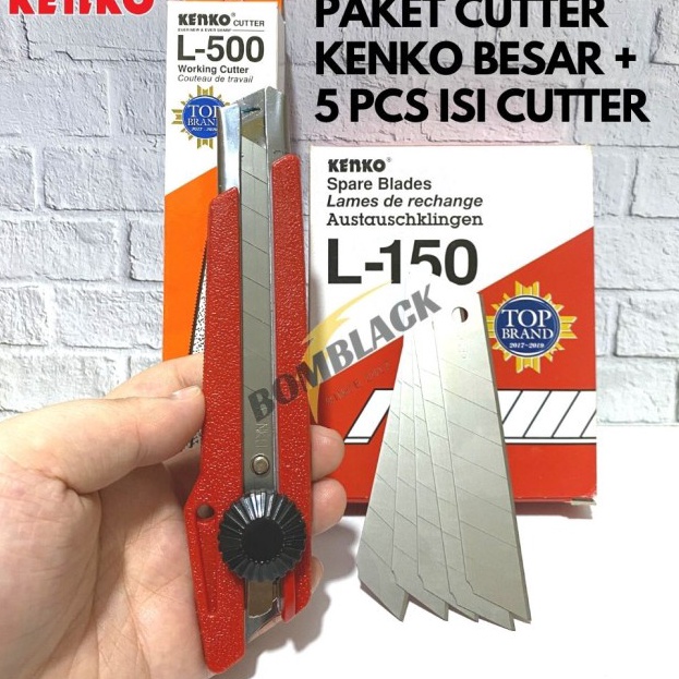 

Terbaru PAKET Cutter KENKO Besar L-500 + 5 pcs Isi Pisau Cutter L-150 Kater