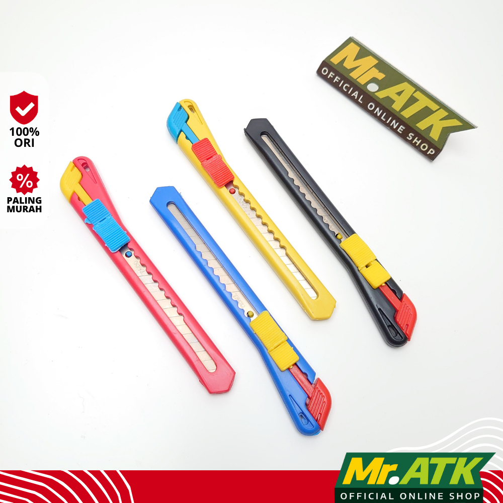 

CUTTER TACO RENTENG / SATUAN WARNA ANAK UKURAN KECIL - PIMES PEMES PISAU PEMOTONG KERTAS KATER BESI REFILL