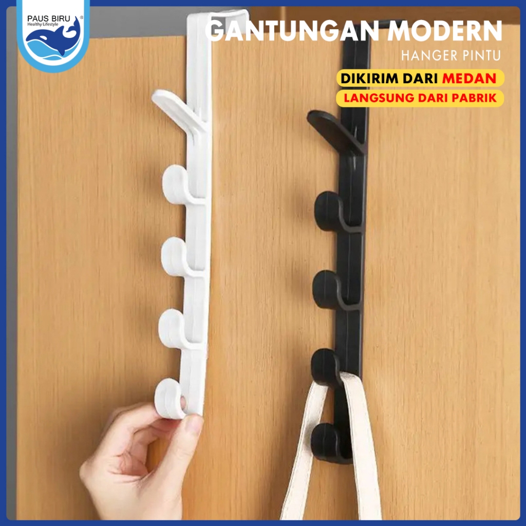 Paus Biru - Gantungan Baju Belakang Pintu Plastik /hanger Pintu Bahan Platik Abs Kapstok Gantungan B