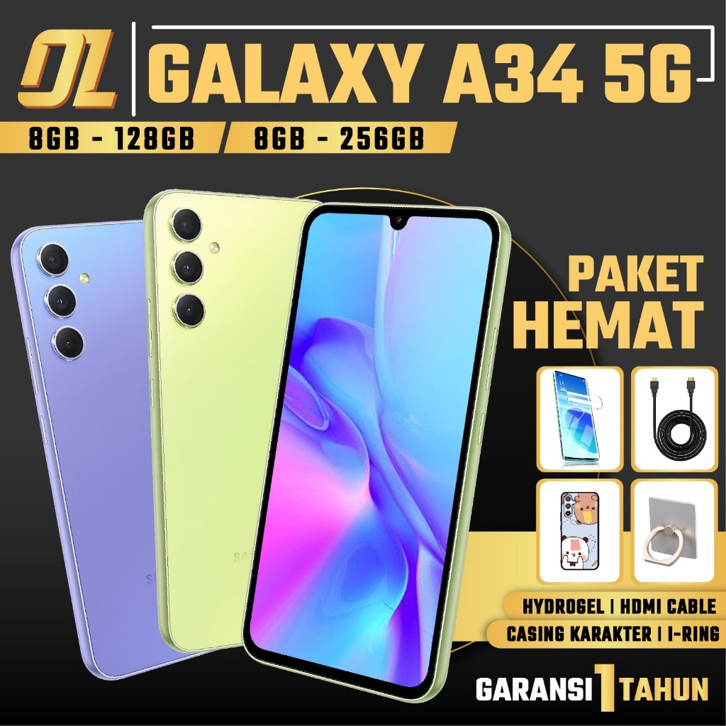 Samsung Galaxy A34 5G 8/128 8/256 GB RAM 8 ROM 128 256 8GB 128GB 256GB SEIN HP Smartphone Android