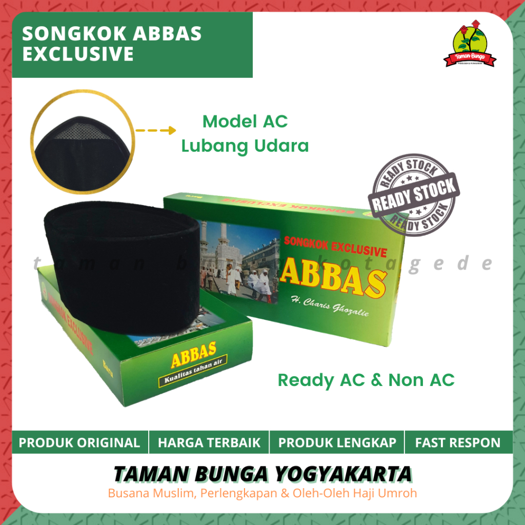 SONGKOK KOPYAH PECI ABBAS HITAM POLOS AC
