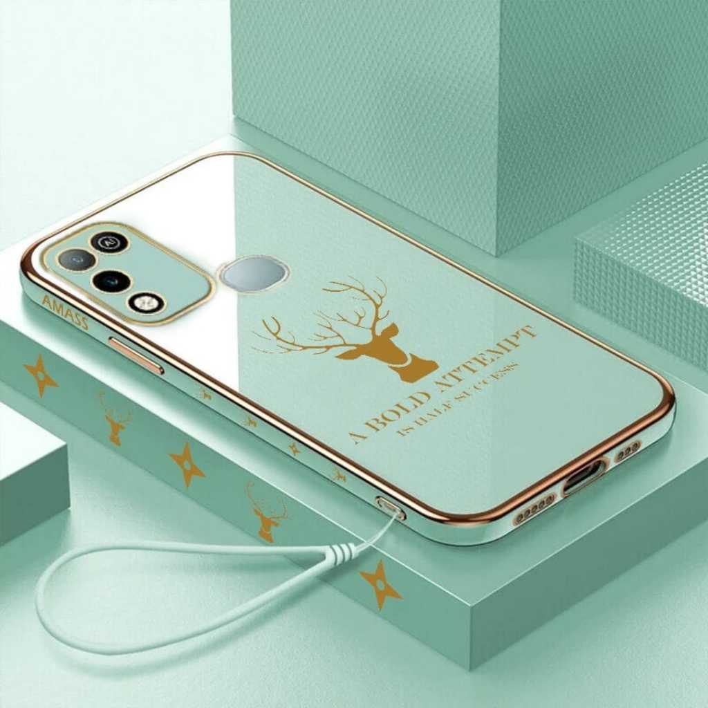 Deer Case Infinix Hot 10s / Hot 10s NFC / Hot 10T Motif Kepala Rusa Berlapis Sampul Silikon Gratis T