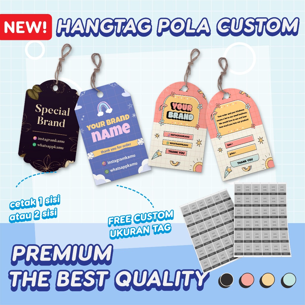 

HangTag Baju Custom Cutting Pola A3 1 Sisi | Cetak Hang Tag Label Baju 2 Sisi