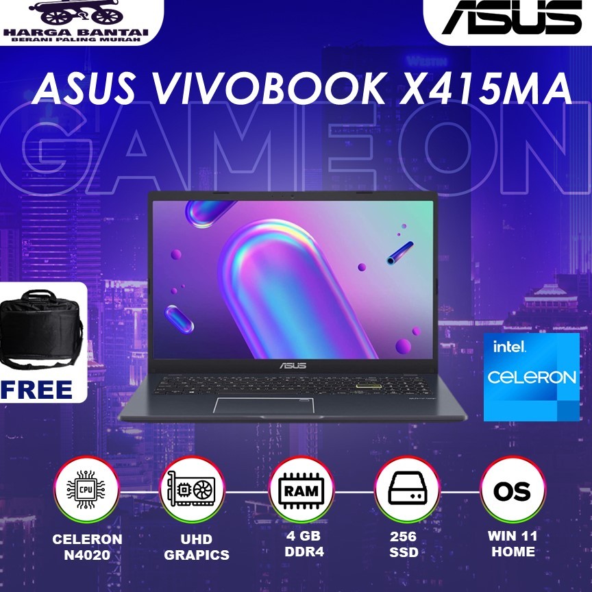 ASUS VIVOBOOK X415MA INTEL CELERON N4020 RAM 4GB SSD 256GB