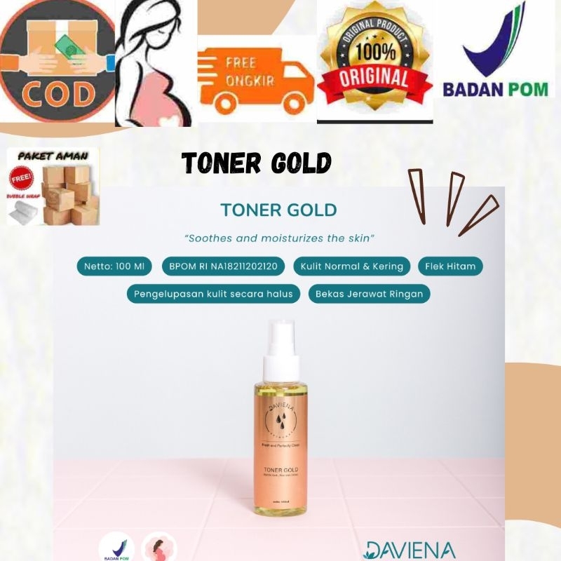 DAVIENA SKINCARE TONER GOLD DAVIENA | SKINCARE BPOM | CREAM PEMUTIH WAJAH DAVIENA SKINCARE PAKET ACN
