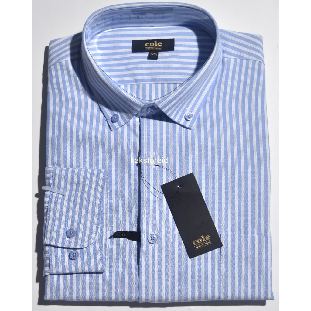 COLE Kemeja Pria Formal Lengan Panjang Biru Slimfit DPT 169