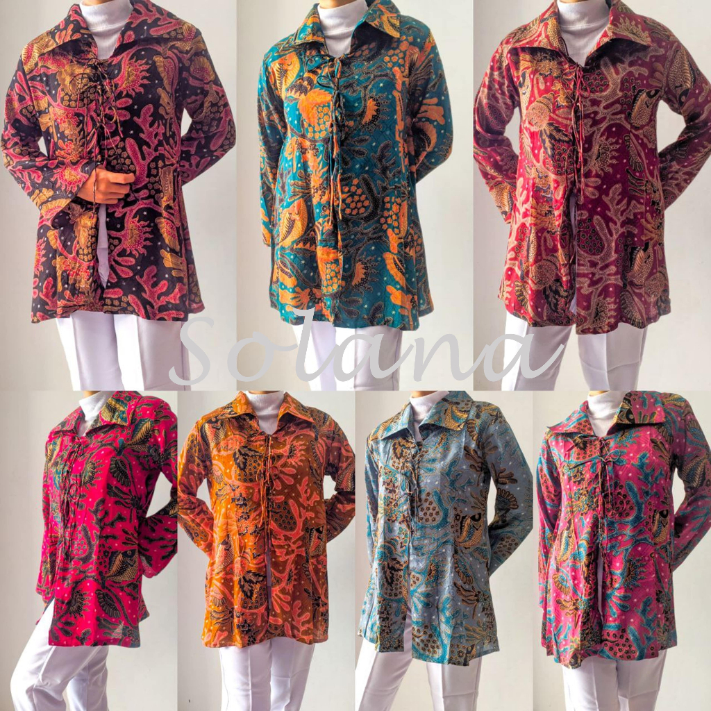 Solana 753102 Atasan Wanita Blus Flayingbaby Kancing Tali Baju Kantor Batik Unggul Printing - Tersed