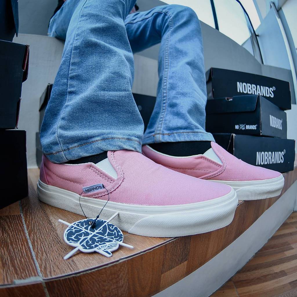 NOBRANDS FOOTWARE SLIP ON PEACH UNISEX/SEPATU SELOP BASIC NOBRANDS FOOTWARE ORIGINAL