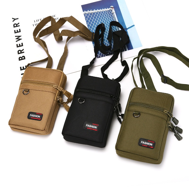 Tas hp pinggang selempang kanvas 6,7 - 7,2 inch carabiner