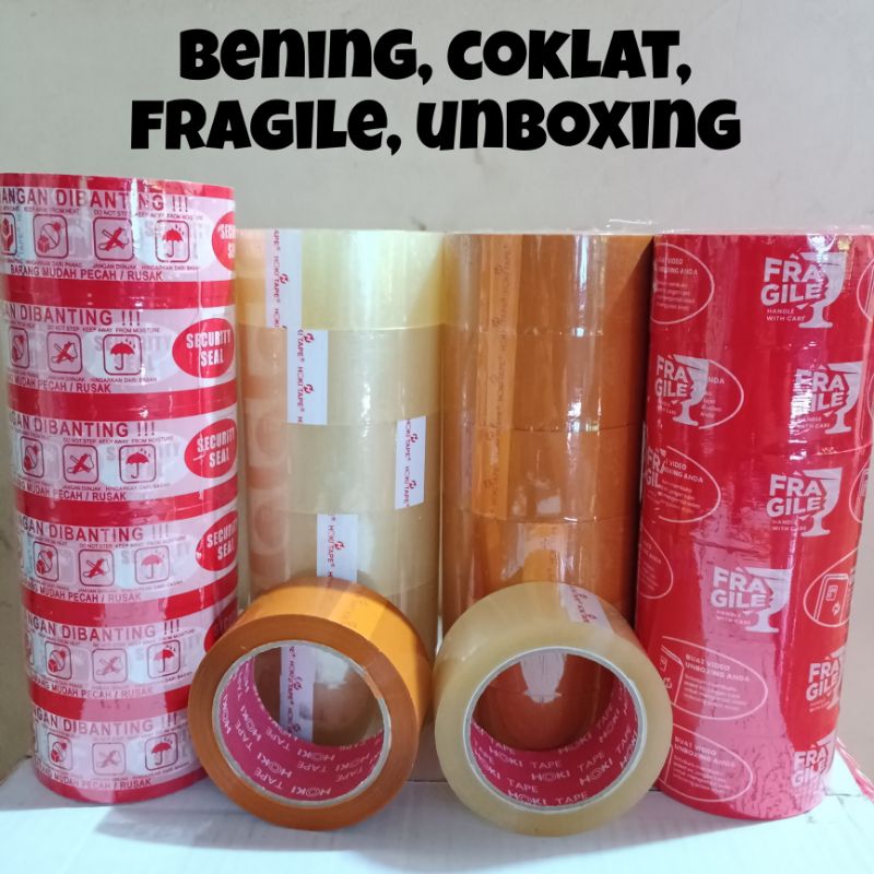 

Lakban Bening Coklat Fragile Unboxing 45mm X 100yard Kualitas Bagus Termurah