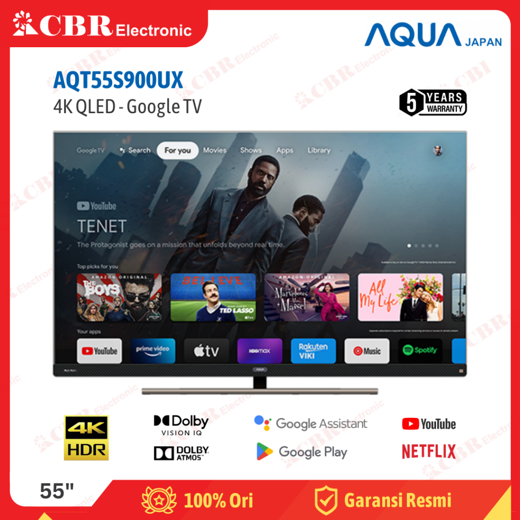 TV AQUA 55 Inch LED AQT55S900UX (4K-QLED-Google TV)